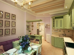 What colors goes with pistachio in the kitchen interior