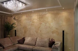 Wall design in the living room decorative plaster