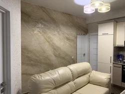 Wall design in the living room decorative plaster