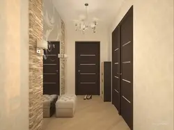 Qaranlıq qapılar foto mənzil ilə koridorda divar kağızı