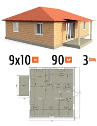 10-Нан 10-Ға Дейінгі Үйдің Суреті, Үш Жатын Бөлмесі Бар Бір Қабатты Фотосурет
