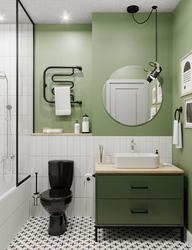 Bath tiles green and white photo