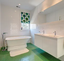 Bath tiles green and white photo