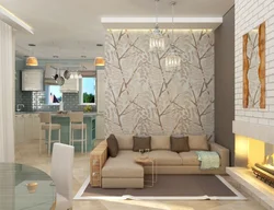 Kitchen living room wallpaper on the walls photo