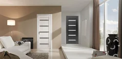 Bright apartment interior with brown doors
