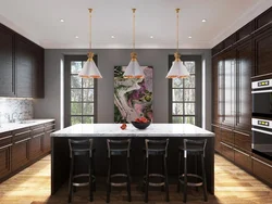 Kitchen design in a house with two windows on one wall