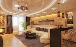 Kitchen living room with window interior design photo