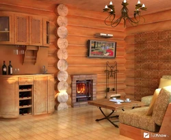 Kitchen design living room in the bathhouse