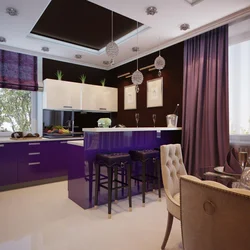 Brown kitchen in the interior photo small