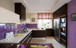 Brown kitchen in the interior photo small