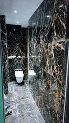 Black Marble Tiles In The Bathroom Photo Design