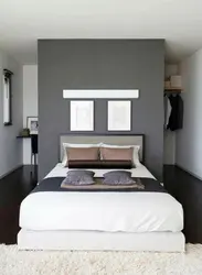 Bedroom design with dressing room behind the bed