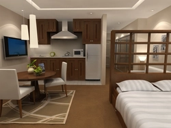 Kitchen design combined with bedroom