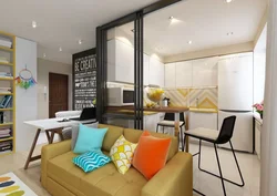 Kitchen design combined with bedroom