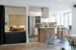 Kitchen Design Combined With Bedroom
