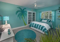 What colors go with aqua in a bedroom interior