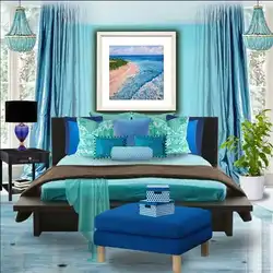 What colors go with aqua in a bedroom interior