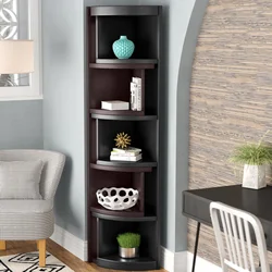 Corner shelves in the kitchen interior