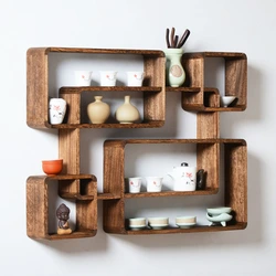 Wooden shelves for the kitchen photo