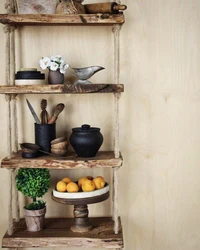 Wooden shelves for the kitchen photo
