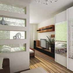 Living room design with plasterboard partition