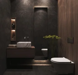 Bathroom Gray Brown Tiles In The Interior