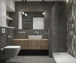 Bathroom gray brown tiles in the interior