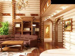 Living Room Interior Of A Log House Photo