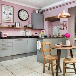 Combination of wall colors in the kitchen interior