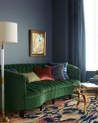 Emerald Color In The Living Room Interior Combination With Others