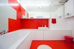 Red and white tile bathroom design