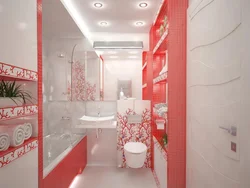 Red and white tile bathroom design