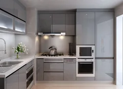 Gray corner kitchens in the interior photo