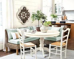 Round table in the kitchen interior