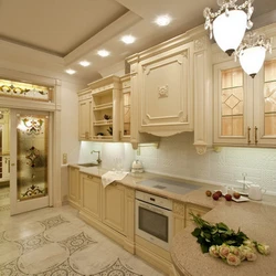 Interior of a bright kitchen in a classic style