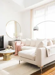White sofa in the living room interior