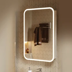 Mirror cabinet in the bathroom in the interior
