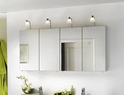 Mirror cabinet in the bathroom in the interior