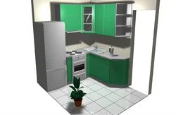 Kitchen 2 by 2 meters design with refrigerator photo