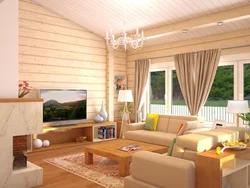 Interior design of a living room in a timber house