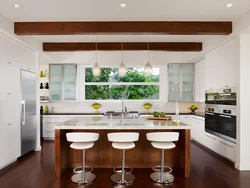 Modern kitchen design with large window