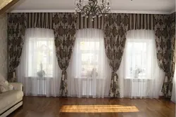 Фота штор гасцёўня падвойныя вокны