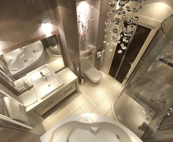 Rectangular bathroom design with bathtub