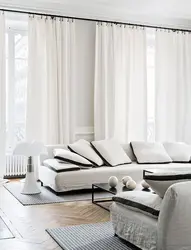 White curtains for the living room in a modern style photo