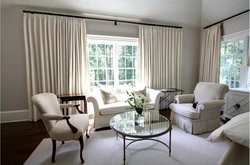 White Curtains For The Living Room In A Modern Style Photo