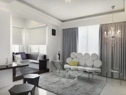 White curtains for the living room in a modern style photo
