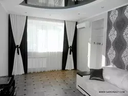 Белыя шторы ў гасціную ў сучасным стылі фота