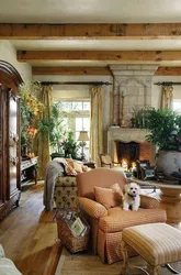 Тарҳи ҳуҷраи зиндагӣ дар як хонаи rustic