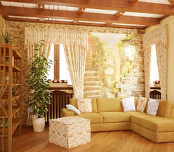 Тарҳи ҳуҷраи зиндагӣ дар як хонаи rustic
