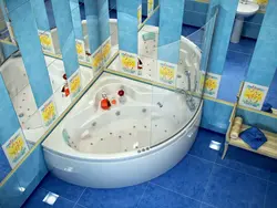 Corner bathtub in a small bathroom photo